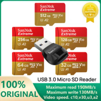 SanDisk Extreme Micro SD Card with USB 3.0 Reader Memory Card 32GB 64GB 128GB 256GB 512GB 1T Flash TF for Steam Deck Camera