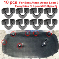10pcs Hood Bonnet Sound Proofing Insulation Retainer Clips For Seat Ateca Arosa Leon 2 Exeo Ibiza 6l Leon MK3 Ibiza 6j Leon Mk1