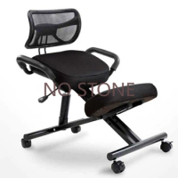 Ergonomically Designed Knee Chair with Leather Black Chair With Caster Back and Handle Office Kneeling Chair Ergonomic Posture