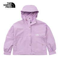 【The North Face 官方旗艦】北面女款紫色防水透氣寬鬆連帽衝鋒衣｜5JYDHCP