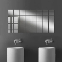 3D Acrylic Mirror Stickers Flexible Thicken-2mm Self-adhesive DIY Art Mirror Wall Stickers Decoration for Wardrobe Bathroom Home