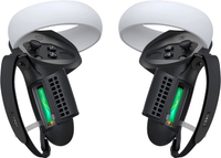 【日本代購】KIWI design Quest 2配件兼容,電池開口部控制器手柄套,指圈帶可調節,適合大手(黑色)
