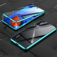 P40 Lite Meta Magnetic Adsorption Case for Huawei P40 Lite P30 P40 Pro Tempered Glass Cover for Huawei Honor 20 30 Pro 30S Coque