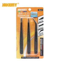3Pcs/Lot JAKEMY ESD Safe Tweezers Precision Curved Straight Tweezers Pinzas Electronic Repairing Hand Tools