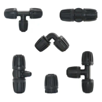 20mm PE Pipe Barb Connector Tee Elbow End Plug Lock Nut Fittings 20mm to 16mm 4/7mm Reducing Hose Splitter Coupling