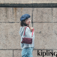 Kipling 微醺深酒紅輕巧多袋斜背小包-LANE