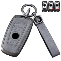 Zinc Alloy + Leather Car Key Case Cover for BMW 1 2 3 4 5 6 7 Series X1 X3 X4 X5 X6 F36 F25 F26 F30 F34 F10 F07 F20 Z10 G30 F15