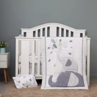 4 pcs Baby Crib Bedding Set for Girls and boys hot sale including quilt, crib sheet, crib skirt,pillow case