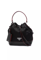 Prada 二手 Prada Saffiano 飾邊 Tessuto 水桶包