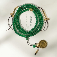 天然綠瑪瑙手串珠情侶手鏈女計數器綠度母108佛珠念珠男本命年