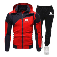 Motorcycles GasGas Printed Casual Men's Sports Suit Fashion Hooded Splicing Zipper Jacket eider+ Pants Set Hooded Sweater Set