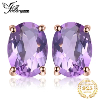 JewelryPalace Rose Gold Yellow Gold Plated Oval Natural Amethyst Citrine Garnet Topaz Peridot 925 Sterling Silver Earrings Woman