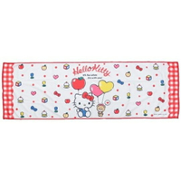 小禮堂 Hello Kitty 涼感長毛巾 附夾鏈袋 冰巾 運動毛巾 涼感巾 30x90cm (白 汽球)