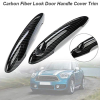 Carbon Fiber Black Look Car Door Handle Covers StickerS Trim Parts For MINI Cooper S R50 R53 R55 R56 Exterior Parts Accessories