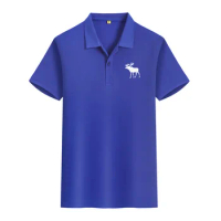 Special Abercrombie Fitch American AF Men's Deer Slim Fit Summer Short sleeved POLO Shirt Flip Neck T-shirt