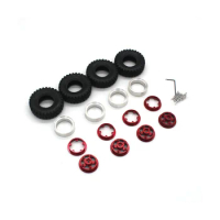 4Pcs 55Mm 1.0 Metal Beadlock Wheel Rubber Tire Set for Axial SCX24 TRX4M FMS 1/18 1/24 RC Car Upgrade Parts,2