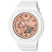 CASIO 卡西歐 G-SHOCK 八角形錶殼 粉紅金雙顯腕錶 母親節 禮物 42.9mm / GMA-S2100MD-7A