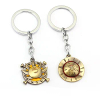 Anime One Piece Luffy Straw Hat Thousand Sunny Action Figure Model Kids Toys Metal Keychain Pendant