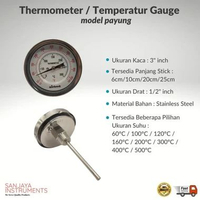 Temperature Gauge Wiebrock 3" inch / Thermometer Payung 60 - 300 Derajat Celcius Stainless Steel - 6