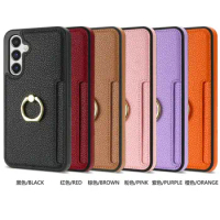 Card Slot Litchi Leather Wallet Phone Case For Samsung S24 Ultra S23 FE S22 Plus S21 S20 Ring Holder Soft Cover 500Pcs/Lot