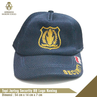 Topi Jaring Security Hitam | Biru | Logo | Wing