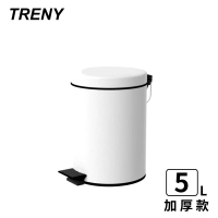 【TRENY】加厚 緩降 不鏽鋼垃圾桶 5L - 白色