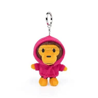 BAPE BABY MILO PLUSH DOLL HOODIE KEYCHAIN PINK