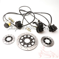 Go kart part Hydraulic Front Rear Brake Calipers Pad Assembly System &amp; brake disc for 150cc 250cc ATV Quad Dirt Bike Dune Buggy