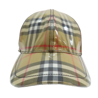 【二手名牌BRAND OFF】BURBERRY 巴寶莉 棕色 PVC 經典格紋 可調節 帽子