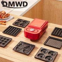 DMWD Electric Sandwich Maker Timing Waffle Maker Breakfast Toaster Donut Baking Machine Multifunctional Egg Takoyaki Cake Oven