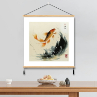 鯉魚圖新中式掛畫布藝術水墨錦鯉好運客廳臥室餐廳裝飾畫墻壁背景