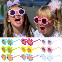 Kids Sunflower Sunglasses Children Round Flower Sun Glasses Outdoor Sun Protection Eyewear Novel Disco Festival Party Shades