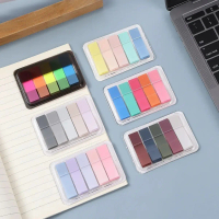 【L study】 Translucent Note Color Fluorescent Pet Index Sticker Morandi Color Ins Extraction Boxed