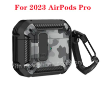 For New AirPods Pro 2023 Earphone Case Luxury Security Lock Case For Men TPU Shockproof Case For Apple Airpods Pro Accessories