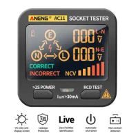 ANENG AC11 Digital Smart Socket Tester Voltage Test Socket Detector US/UK/EU Plug Ground Zero Line Phase Check Rcd NCV Test