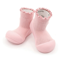 【任2件990】韓國 Attipas 快樂腳襪型學步鞋-捲邊粉色小花