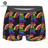 Gay Pride Underwear Boy Print Stretch Trunk Pouch Hot Polyester Boxer Brief