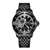 Reef Tiger/RT Luxury Dive Watch For Men Automatic All Black Bracelet Watches Luminous Watch Waterproof Relogio Masculino RGA3039