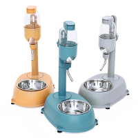 Anti-Tip Dog Bowl With Drinking Water Bottle Plastic Automatic Dispenser Feeder Hanging Kettle Cat Food Container Supplies