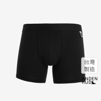 【Anden Hud】男款_紳士運動．長版腰帶平口內褲 純棉台灣製(黑-運動夾標)