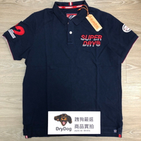 跩狗嚴選® 極度乾燥 Superdry Polo衫 刺繡 漸層 Logo 素色 純棉 短袖 上衣 透氣 素T 海軍深藍 紅白