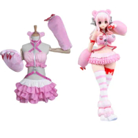 Super Sonico Pink Bear Gloomy Racing GK Ver Cosplay Costume Custom Made Free Shipping