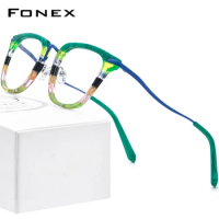 FONEX Colorful Acetate Titanium Glasses Frame Men Square Eyeglasses Women Spectacles Eyewear F85793