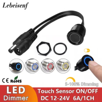 1CH Single Color Dimmer Touch Sensor Controller 72W 144W 6A 12V 24V DC 5.5*2.1mm Plug LED Light Strip Metal Case Embedded Switch