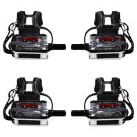 2X SPD Pedals For Spin Bike With Toe Cages For Shimano Clip Pedals Indoor Exercise Cycling Platform Pedals 9/16 Inch