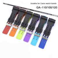 Suitable for Casio Watch Band GA100/110/120/140/300/400/700 Double Color Replace Watch Strap Black T