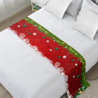 Christmas Tree Snowflake Lamp Ball Bed Runner Luxury Hotel Bed Tail Scarf Decorative Cloth Home Bed Flag Table Runner