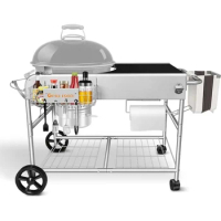 GRILL FORCE Table Kettle Grill Cart Outdoor Grill Stand Protable Outdoor Prep Table Fits 18" 22" Weber Original Kettle Premium