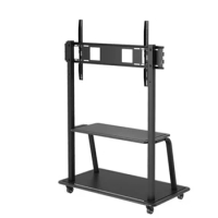 Mobile floor black rolling TV trolley bracket, suitable for 32 to 65 inches with 4 wheels