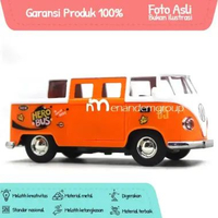 Diecast Miniatur Mainan Mobil Klasik Super Bus Camper Van Besi Metal Buka Pintu Orange